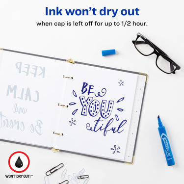 Avery Marks-A-Lot Permanent Markers, Regular Desk-Style Size, Chisel Tip, Water and Wear Resistant, 12 Blue Markers (07886)